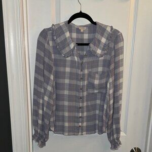 Anthropologie Light Blue Plaid Shirt